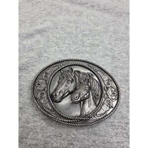 1991 Siskiyou Two Horse Stallion Western Belt Buckle